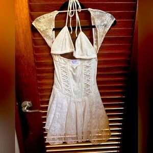 White corset mini dress with built in body suit
